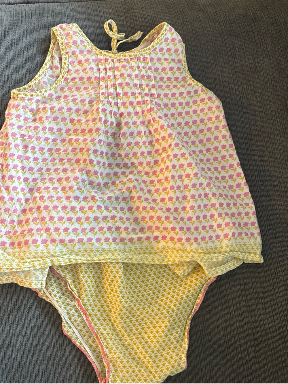 PINK CHICKEN PINK YELLOW MATCHING SET OPEN BACK 18-24 MONTHS